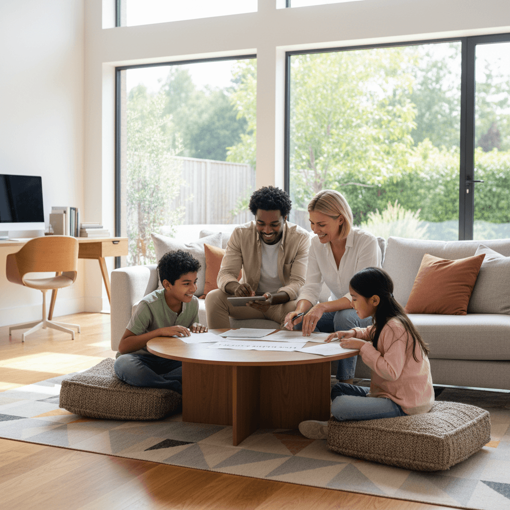 Family reviewing health insurance coverage options